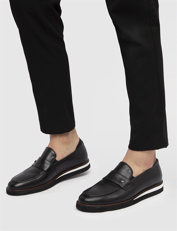 Dewitt Black Leather Men's Daily Shoe
