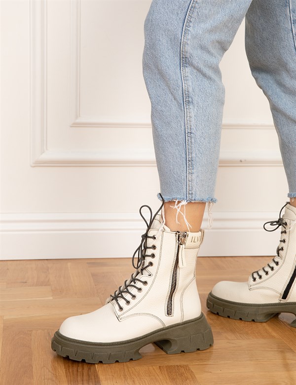 Dirk White Floater Leather Women's Boot