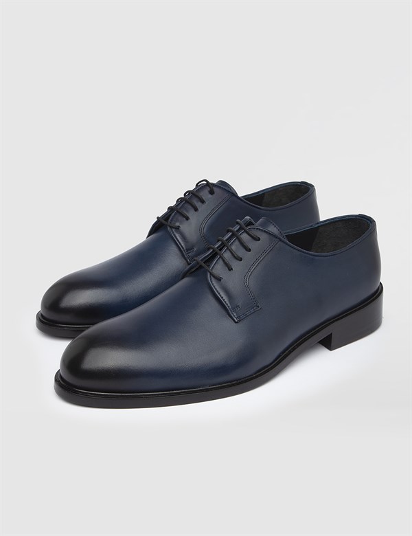 Diss Navy Blue Leather Men's Derby Shoe