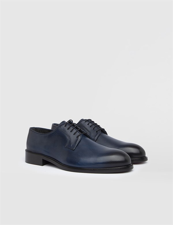 Diss Navy Blue Leather Men's Derby Shoe