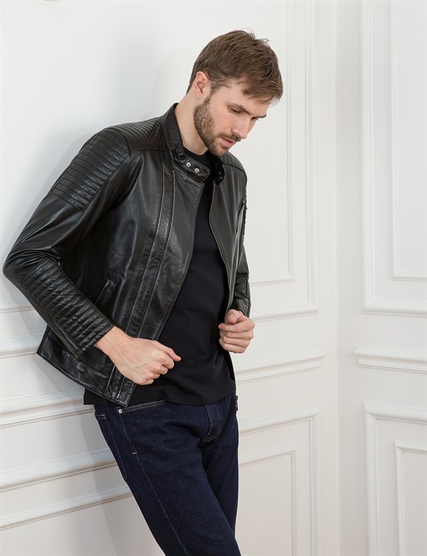 Dogg Black Leather Men's Jacket