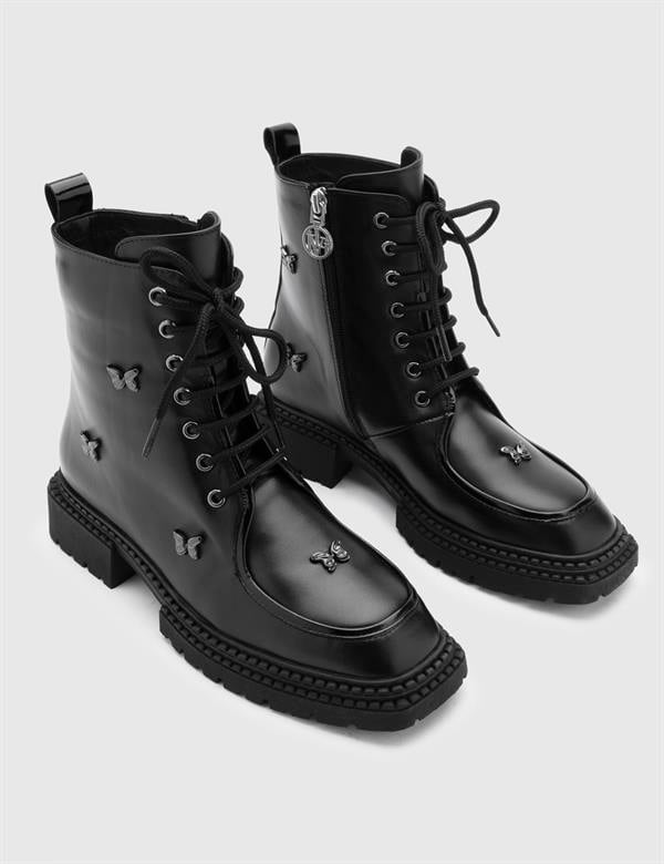Domoni Black Leather Women's Boot