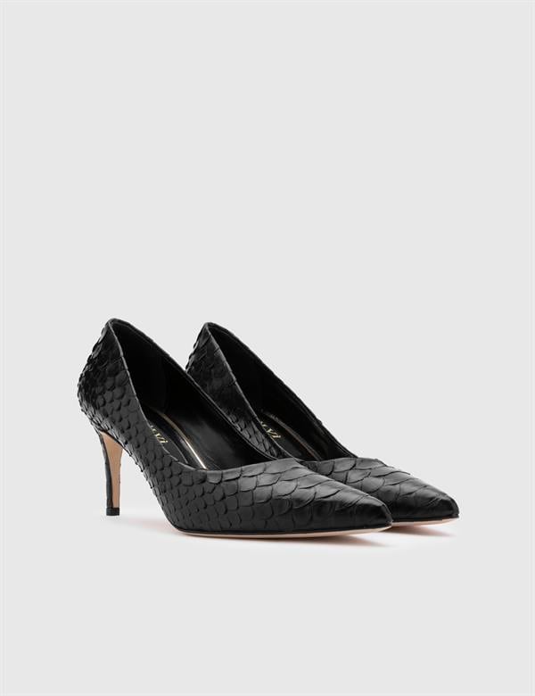 Dorra Black Snake Leather Women's Stiletto
