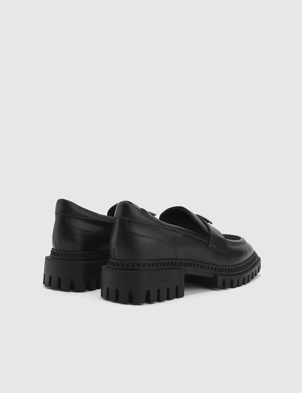 Edda Black Suede Leather Women's Loafer