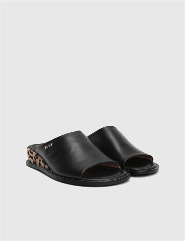 Effie Black Leather Women's Heeled Slide