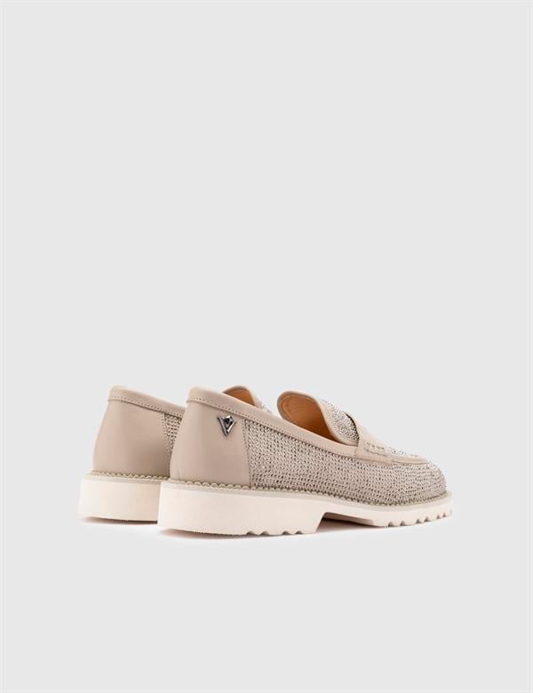 Ekala Mink Suede Leather Women's Loafer with Stones