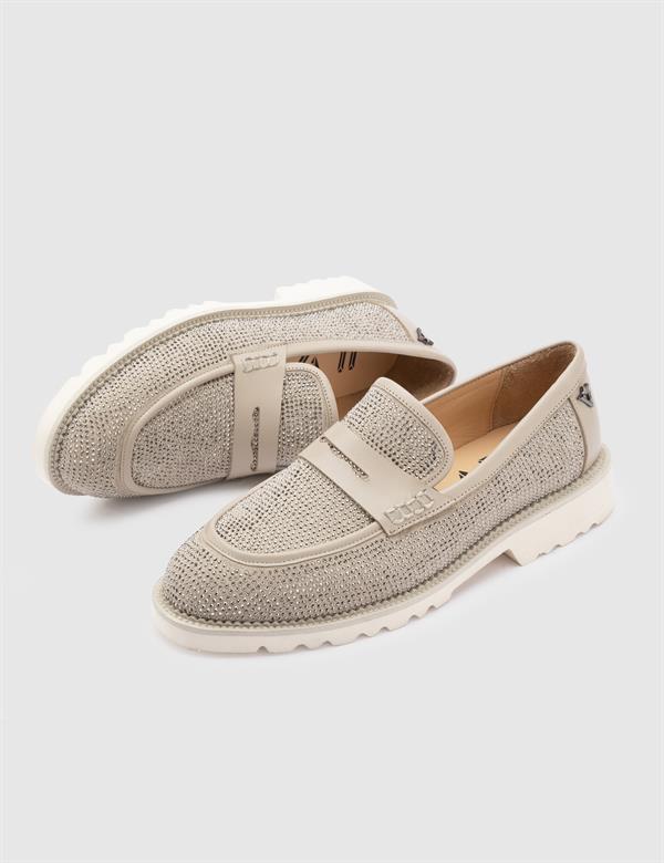 Ekala Mink Suede Leather Women's Loafer with Stones