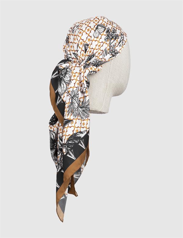 Eksjo Bronze-Black-Cream Silk Twill Women's Scarf