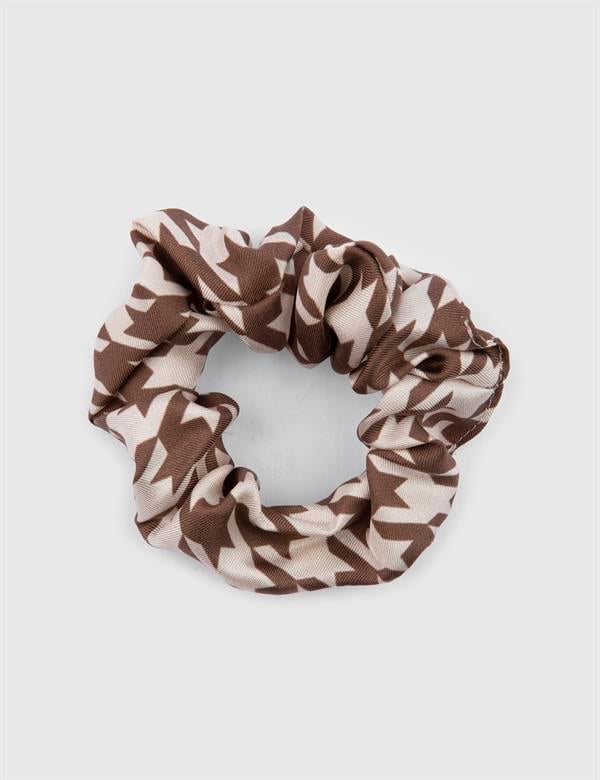 Eliana Beige-Brown Silk Twill Women's Hair Tie