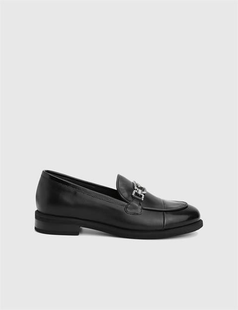 Elinor Hakiki Rugan Deri Siyah Kadın Loafer