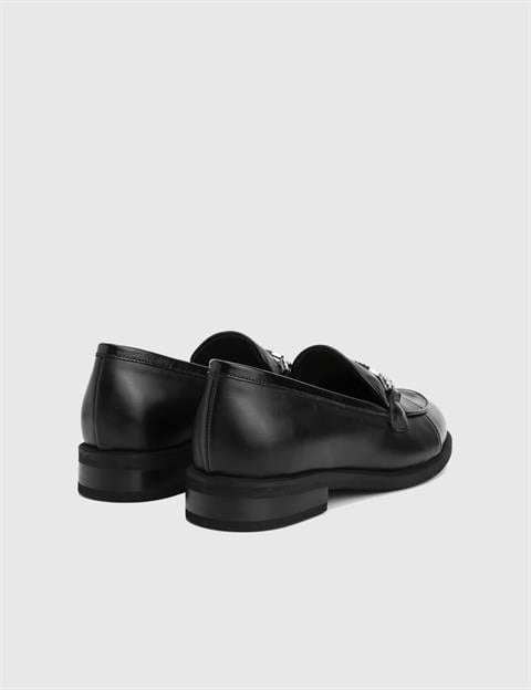 Elinor Hakiki Rugan Deri Siyah Kadın Loafer
