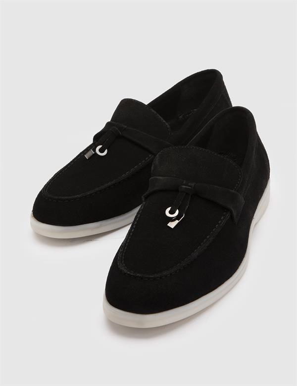 Enok Black Suede Leather Men's Moccasin