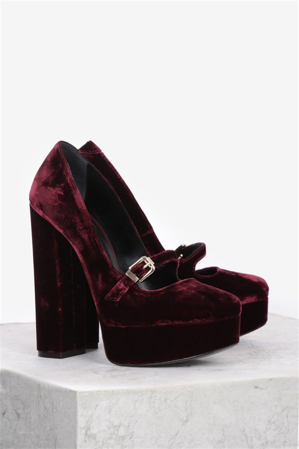 Essence Bayan Stiletto Bordo Kadife