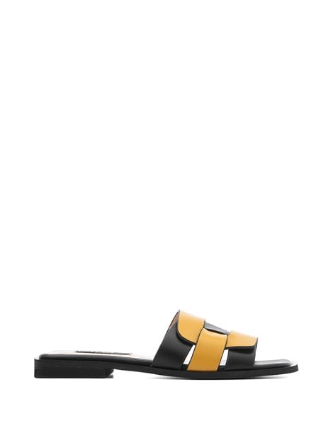 Eves Women's Slipper Mustard-Black Leather