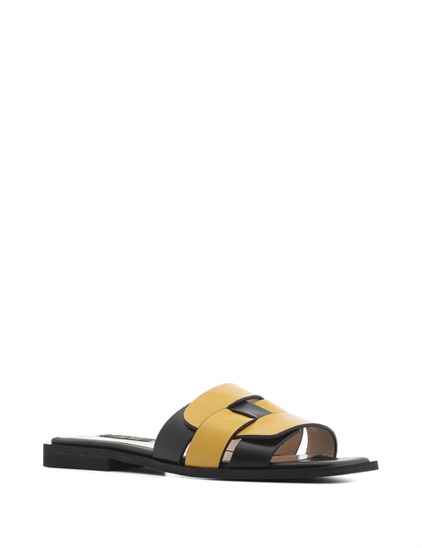 Eves Women's Slipper Mustard-Black Leather