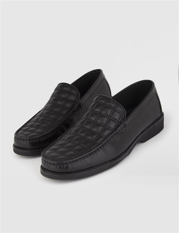 Evony Black Leather Men's Moccasin