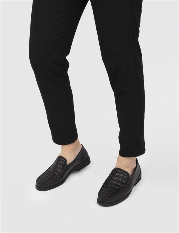 Evony Black Leather Men's Moccasin