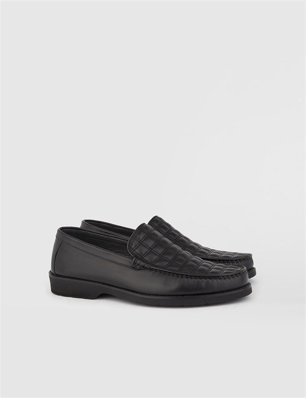 Evony Black Leather Men's Moccasin