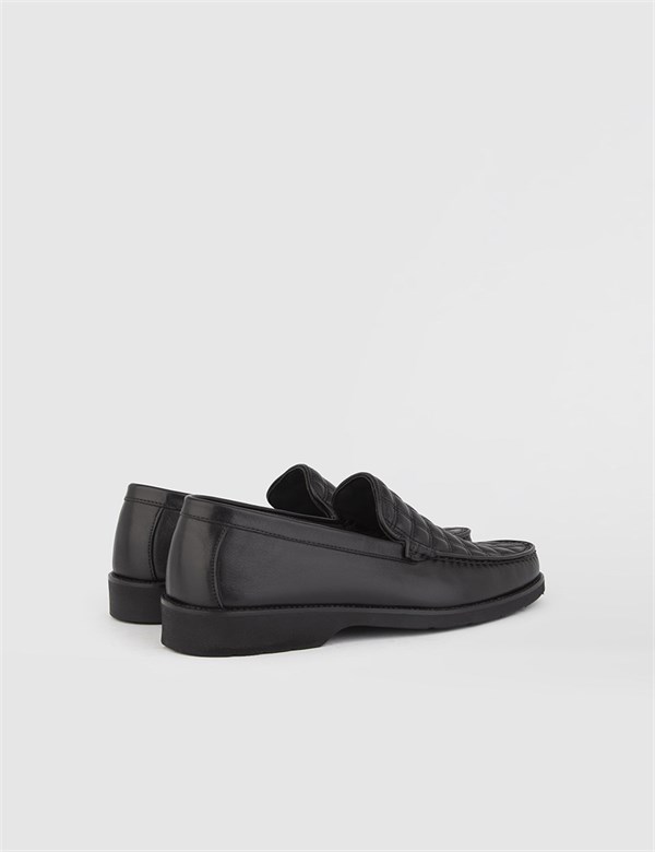 Evony Black Leather Men's Moccasin