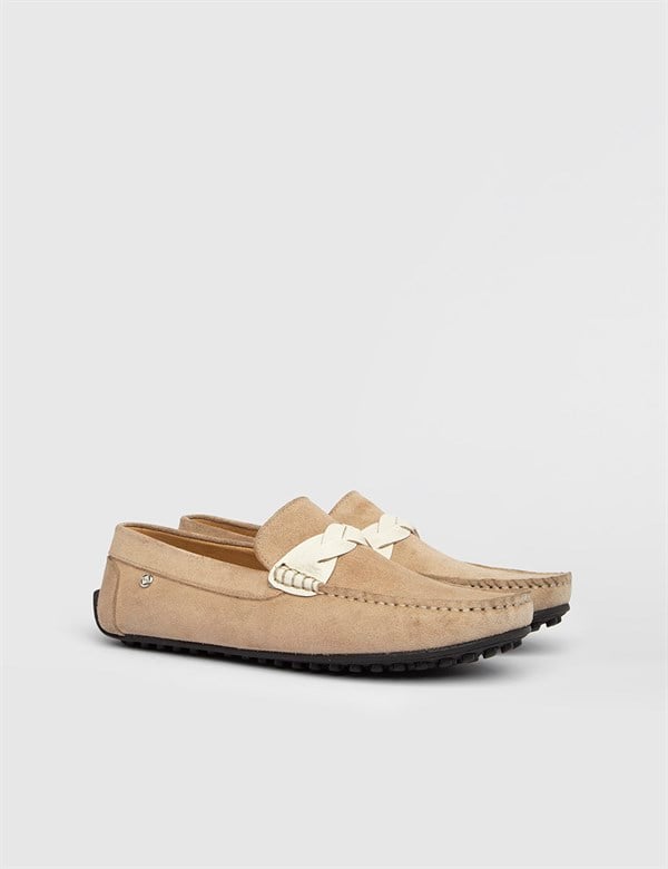 Ganta Beige Suede Men's Moccasin
