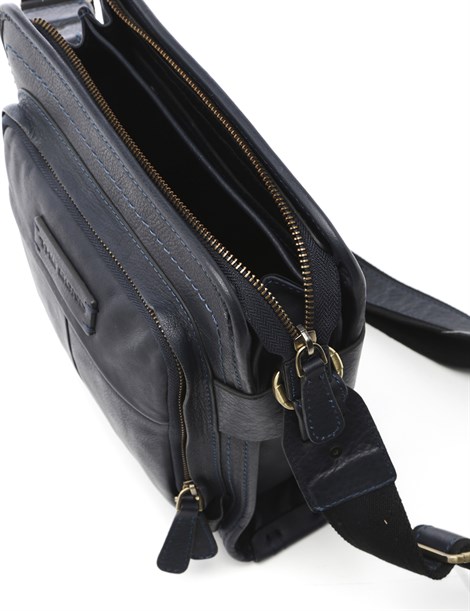 Garland Navy Blue Leather Men's Shoulder Bag