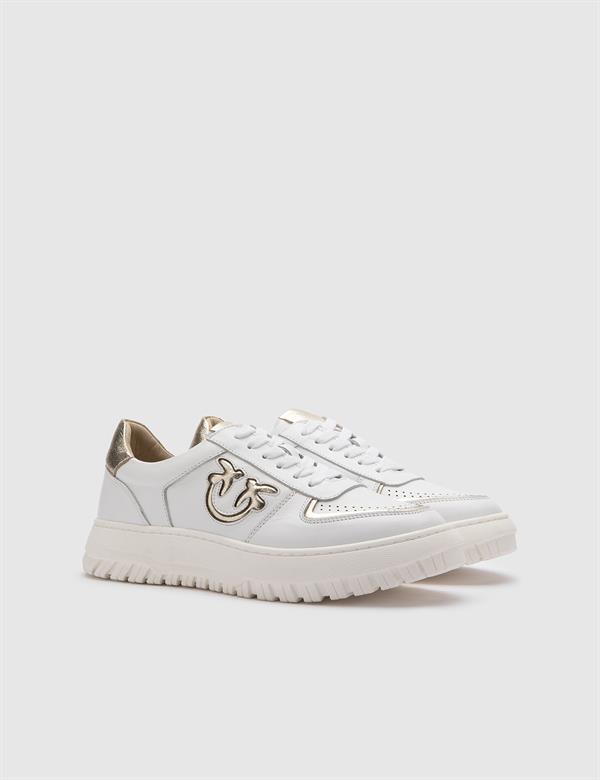 Gasat White Leather-Gold Women's Sneaker