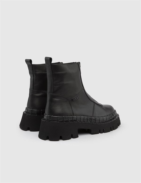 Gaston Black Leather Women's Boot