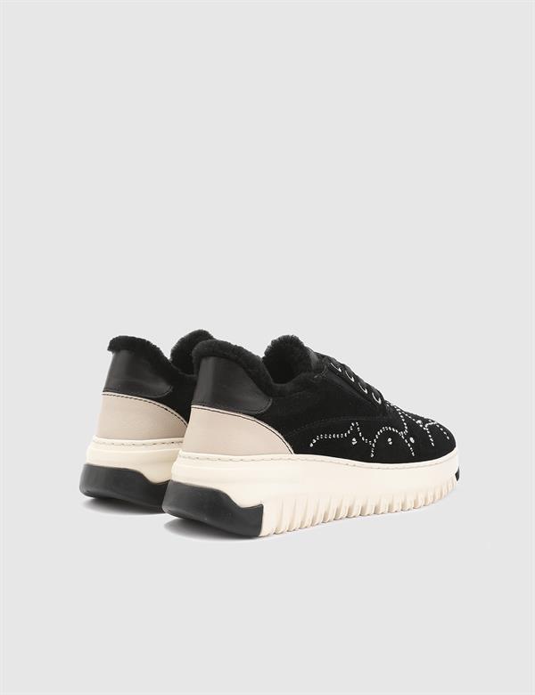 Geesje Black Suede Leather Women's Sneaker