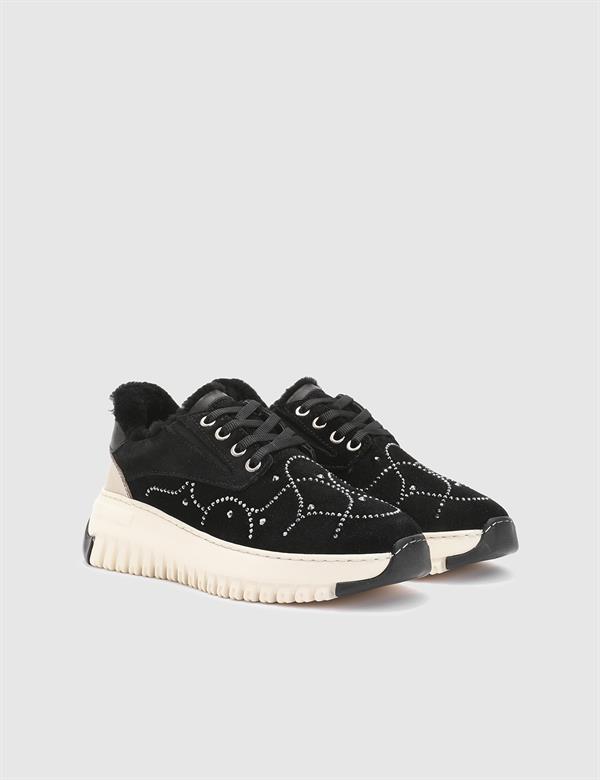 Geesje Black Suede Leather Women's Sneaker