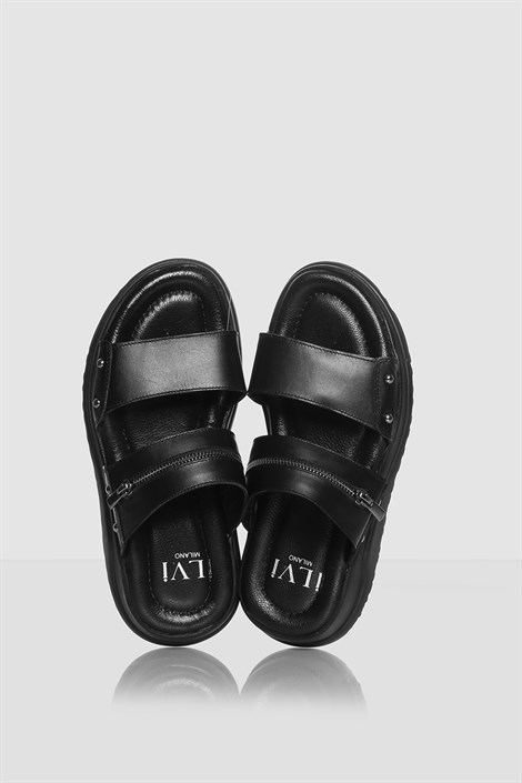 Genus Men's Slipper Black Leather