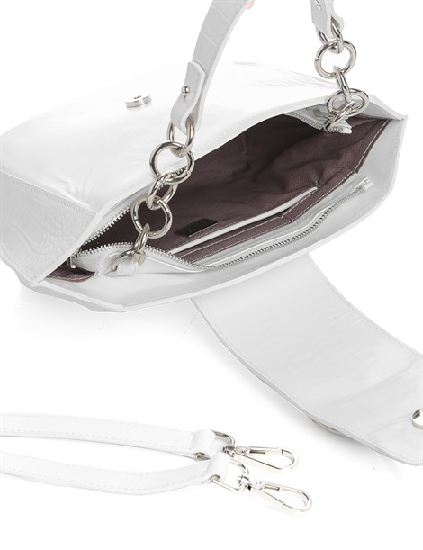 George Women's Shoulder Bag White Crocodile