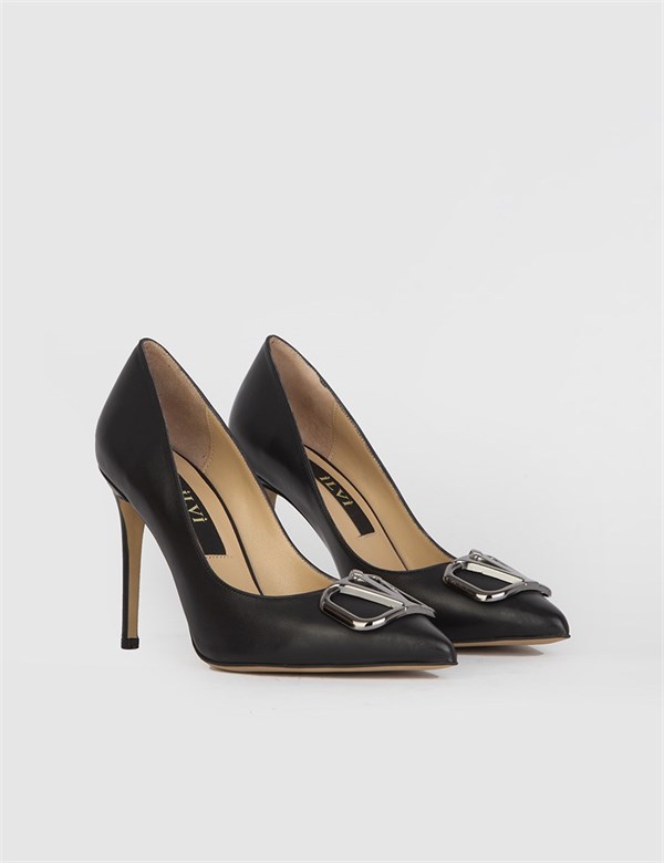 Gianna Black Leather Women's Stiletto