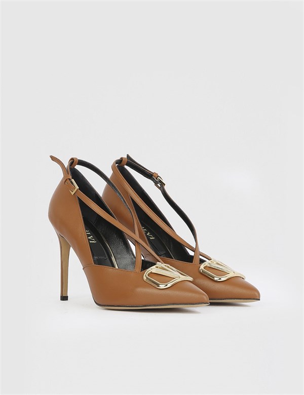 Giovanna Saddle Brown Leather Women's Pump