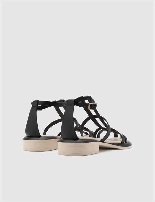 Graz Black Leather Women's Sandal