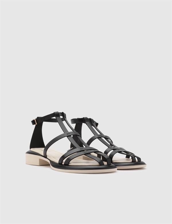 Graz Black Leather Women's Sandal