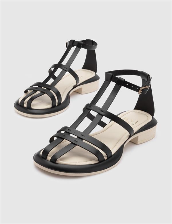 Graz Black Leather Women's Sandal