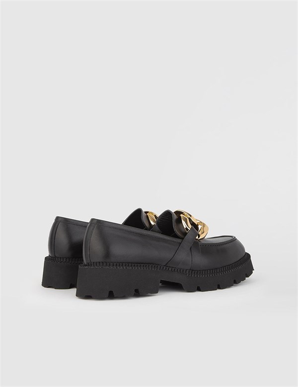 Guta Black Leather Women's Loafer