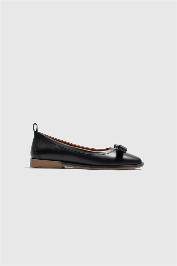Haas Black Leather Women's Ballerina