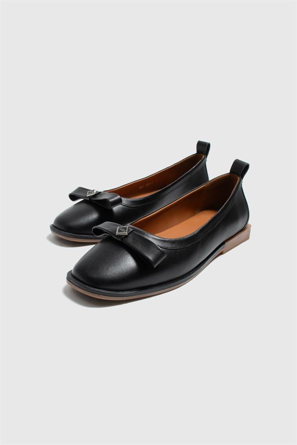 Haas Black Leather Women's Ballerina