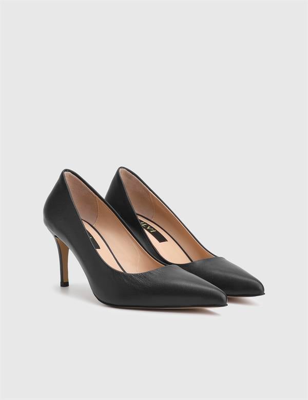Haidee Hakiki Deri Siyah Kadın Stiletto