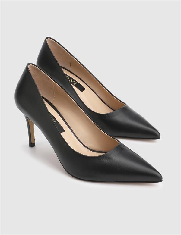 Haidee Hakiki Deri Siyah Kadın Stiletto