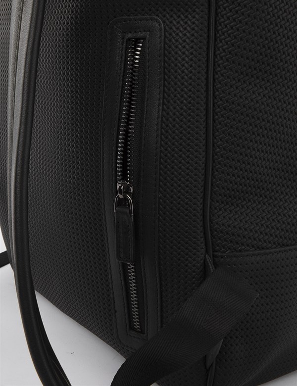 Halifax Black Leather Men's Backpack