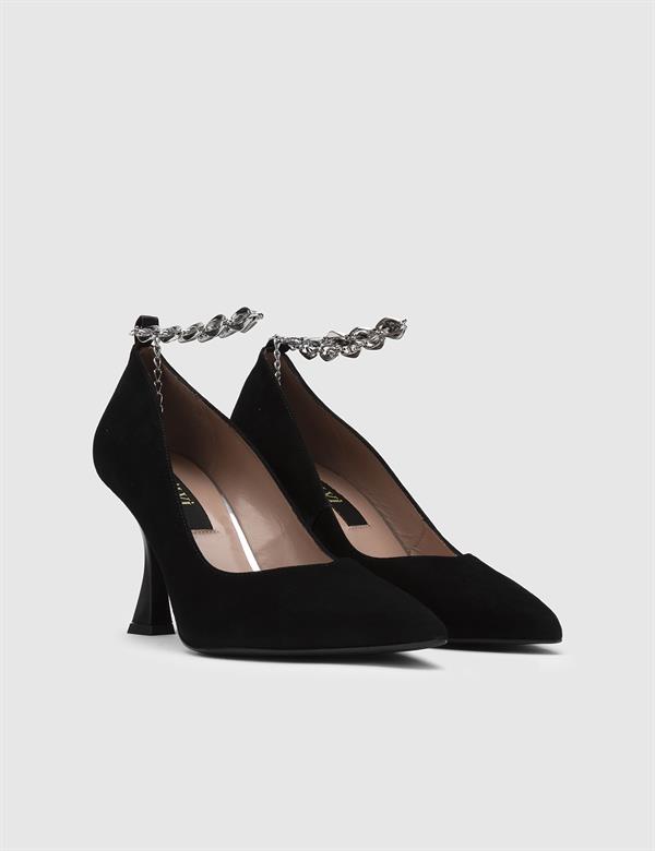 Halltor Black Suede Leather Women's Pump