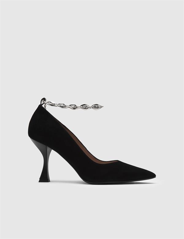 Halltor Black Suede Leather Women's Pump
