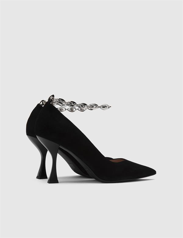 Halltor Black Suede Leather Women's Pump