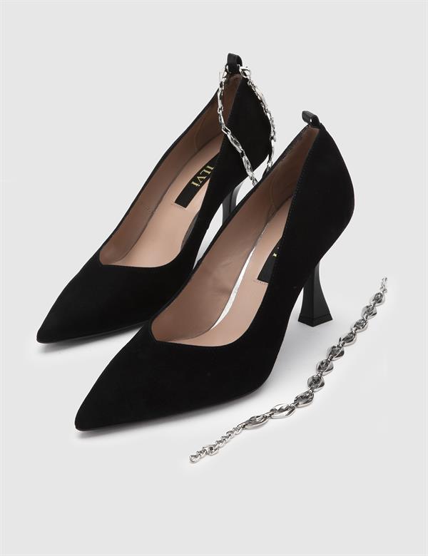 Halltor Black Suede Leather Women's Pump