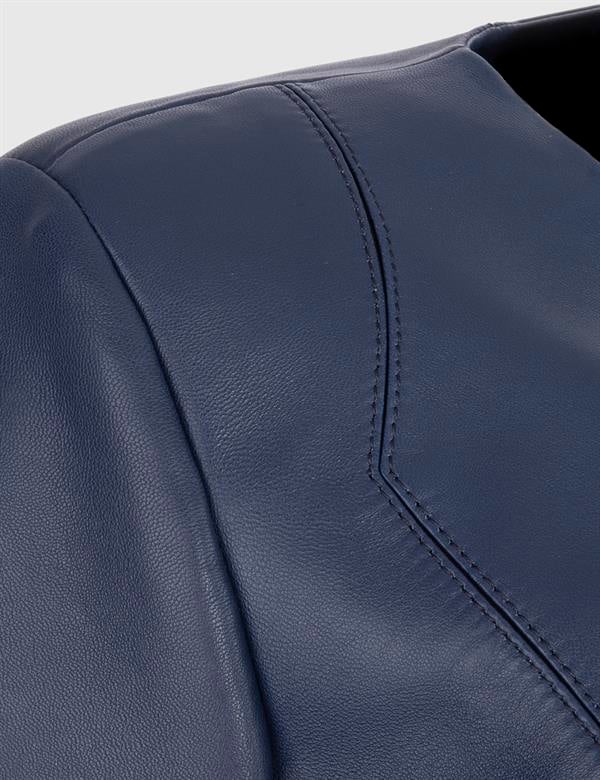 Hampus Navy Blue Women's Leather Jacket