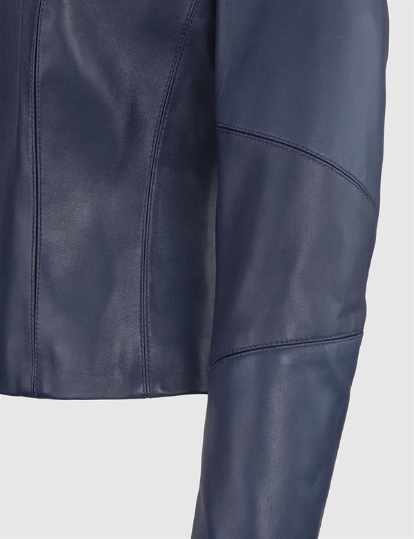 Hampus Navy Blue Women's Leather Jacket