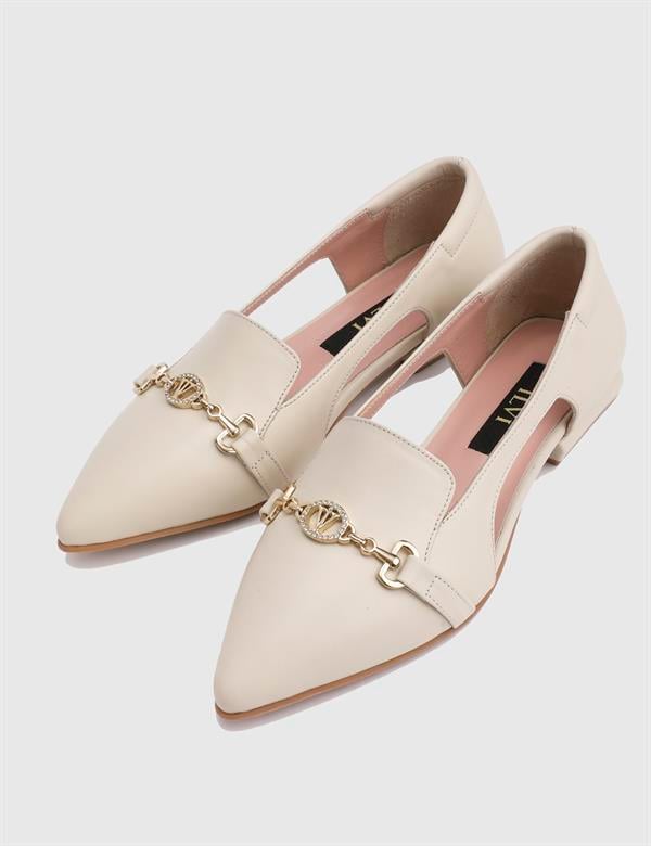 Hanna Beige Leather Women's Loafer