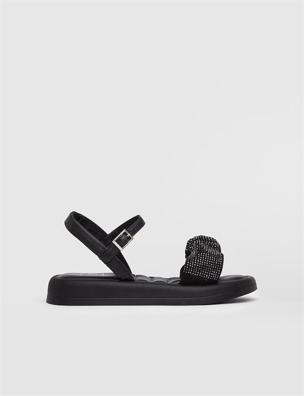 Haral Black Leather Women's Sandal